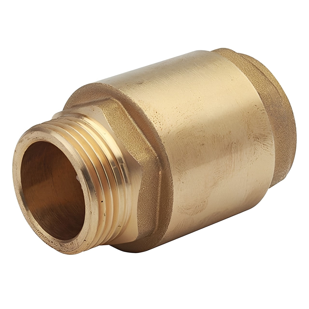 Brass Spring Check Valve - Male x Female BSPP PN16 for reliable one-way flow control in plumbing systems.