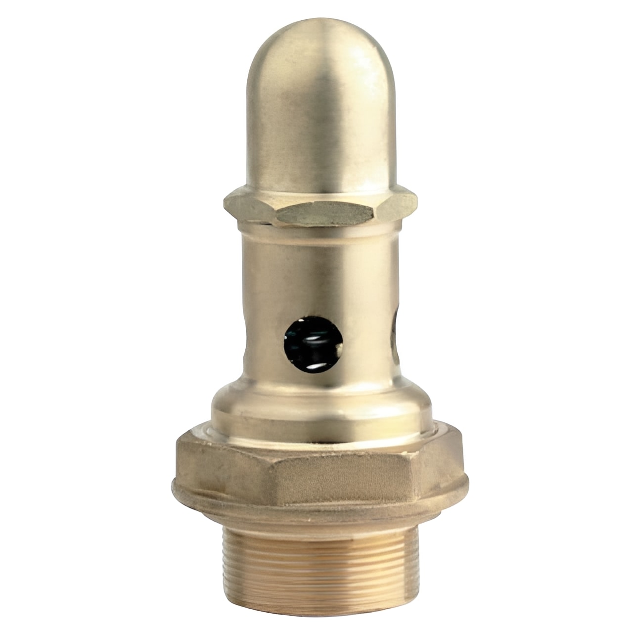 Brass Spring Safety Relief Valve - Cap Top PN16 BSPP Male for overpressure protection in compact systems.