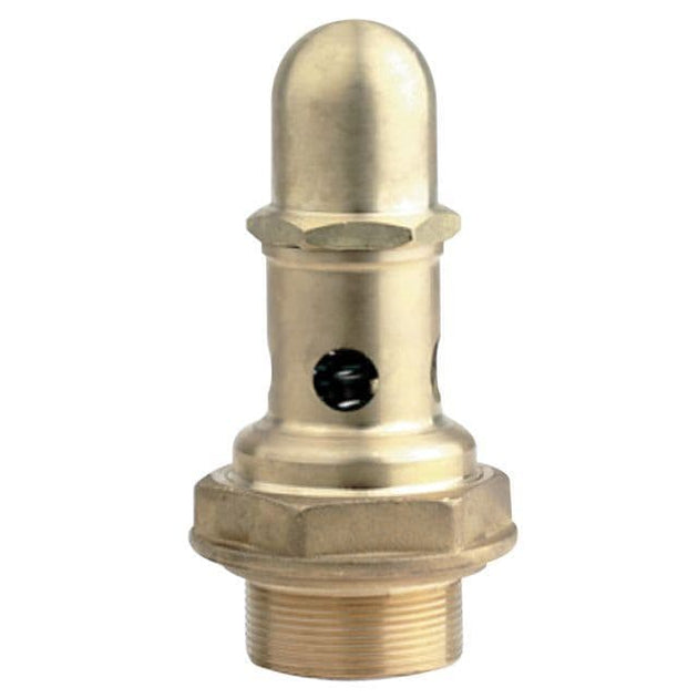Brass Spring Safety Relief Valve - Cap Top PN16 BSPP Male for overpressure protection in compact systems.