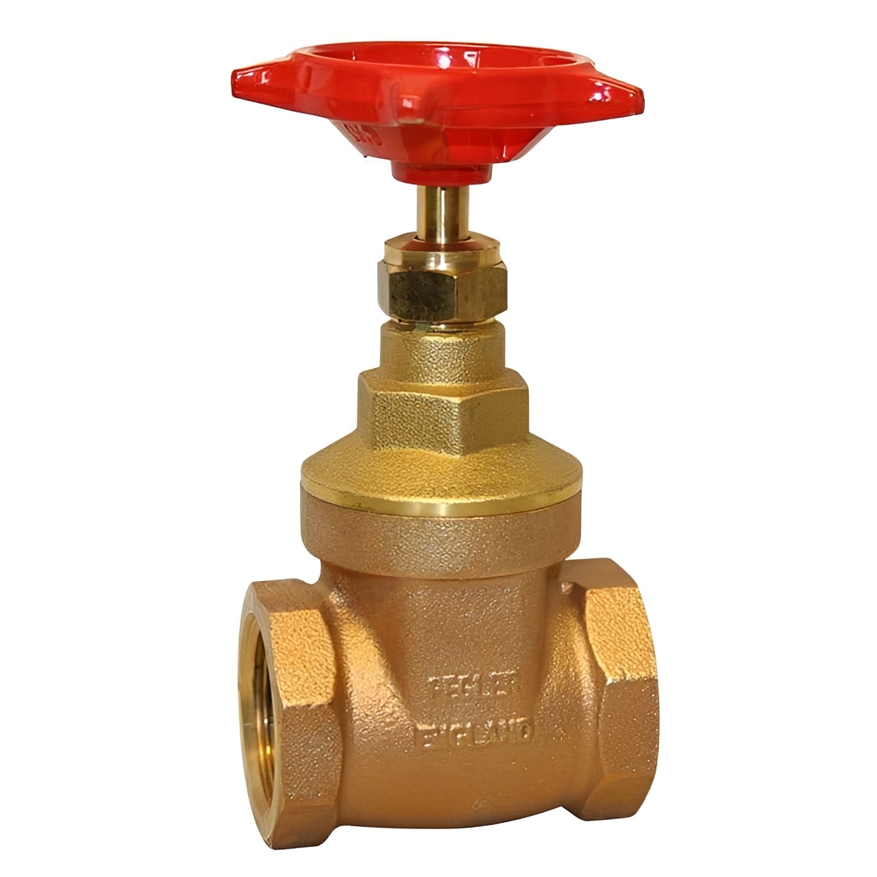 Bronze Gate Valve PN20 BS5154 Series B - BSPT Thread with red handle for industrial plumbing and heating applications.