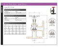 Bronze Globe Valve - Angle Pattern SDNR Flanged PN16 with specifications and dimensions.
