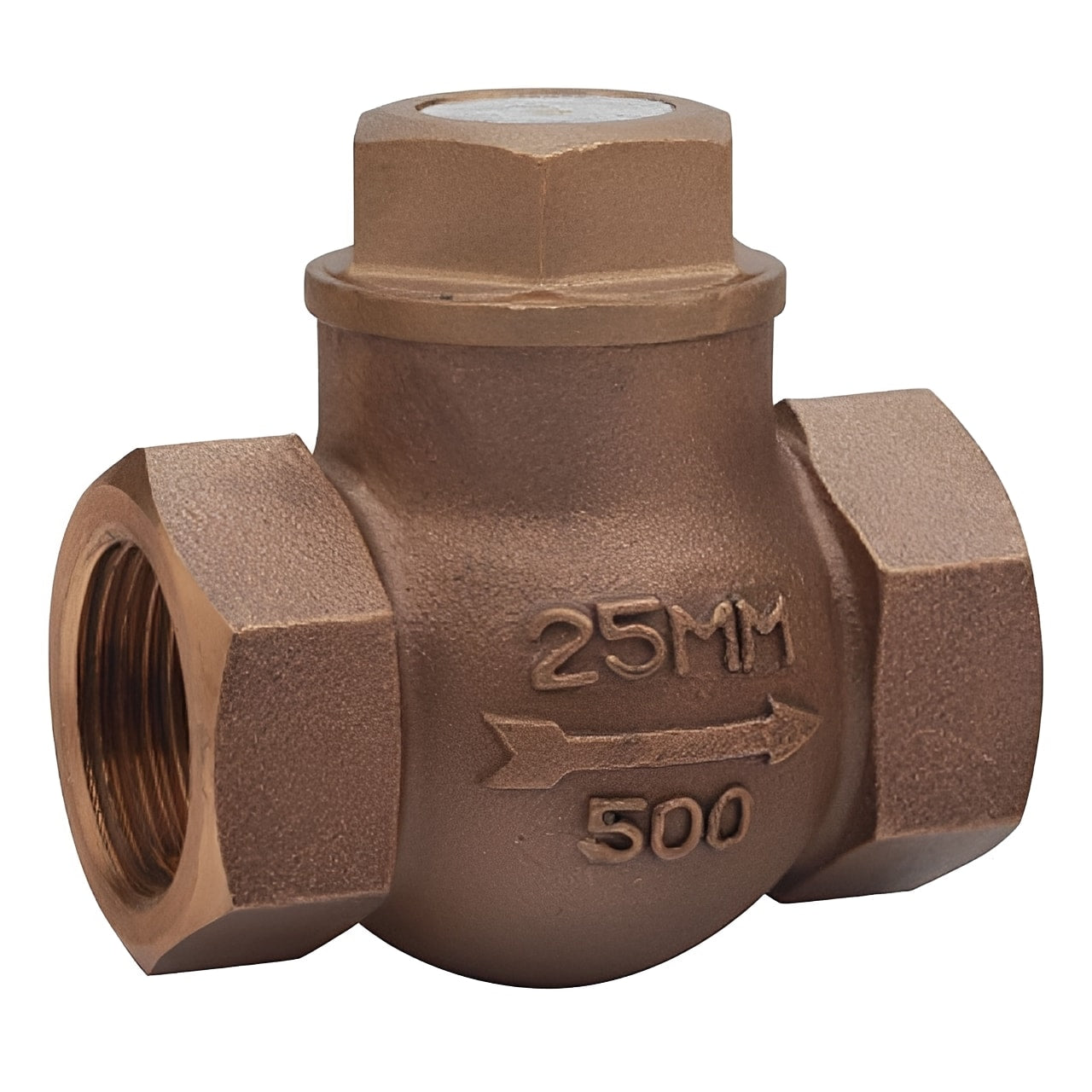 Bronze Horizontal Lift Check Valve PN32 - BSPP Female Threaded featuring 25MM size and durable construction for backflow prevention.