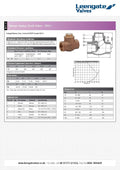Bronze Swing Check Valve PN25 - BSPP Female Threaded specification sheet, illustrating features and dimensions.