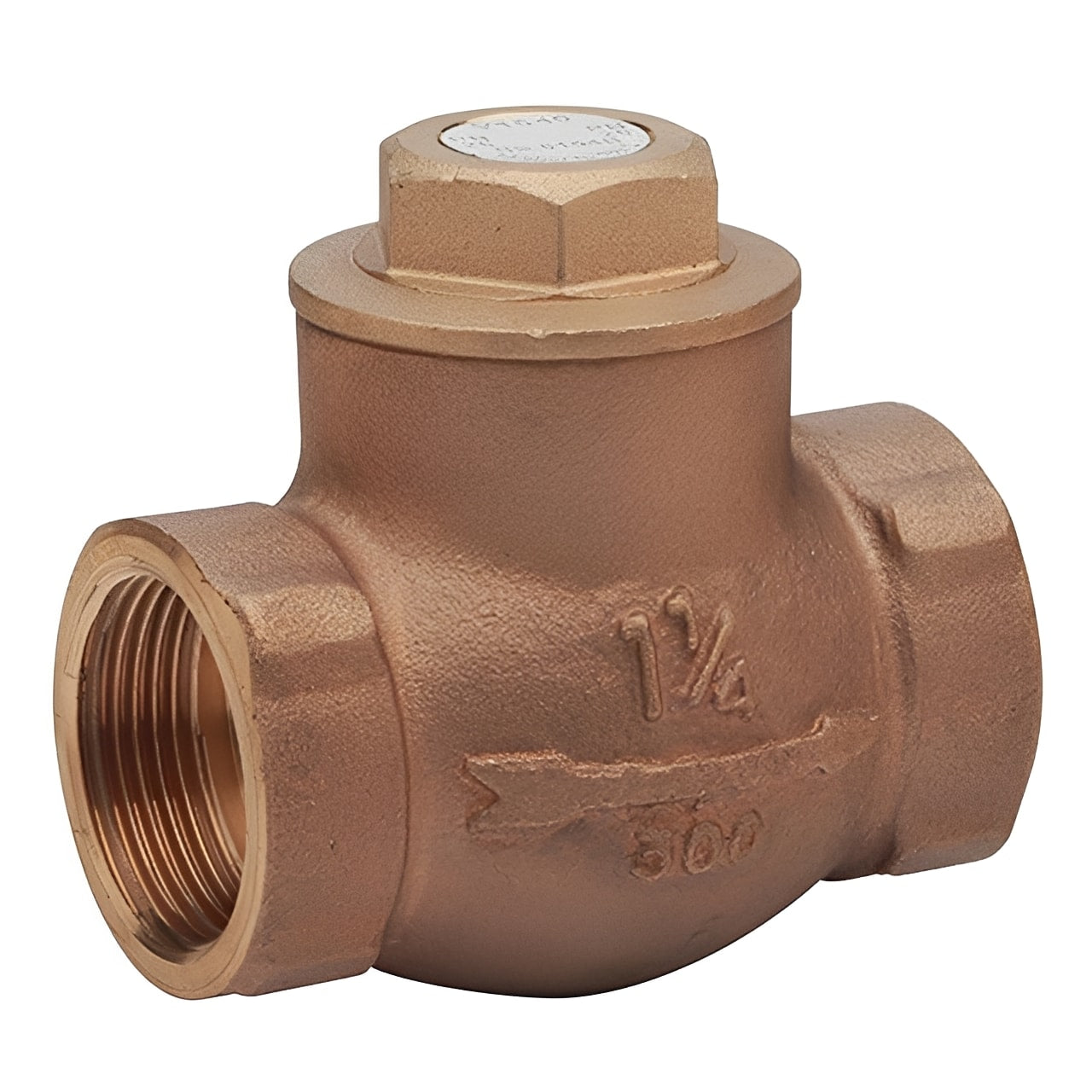 Bronze Swing Check Valve PN25 NPT Threaded designed for preventing backflow in commercial and industrial high-pressure systems.