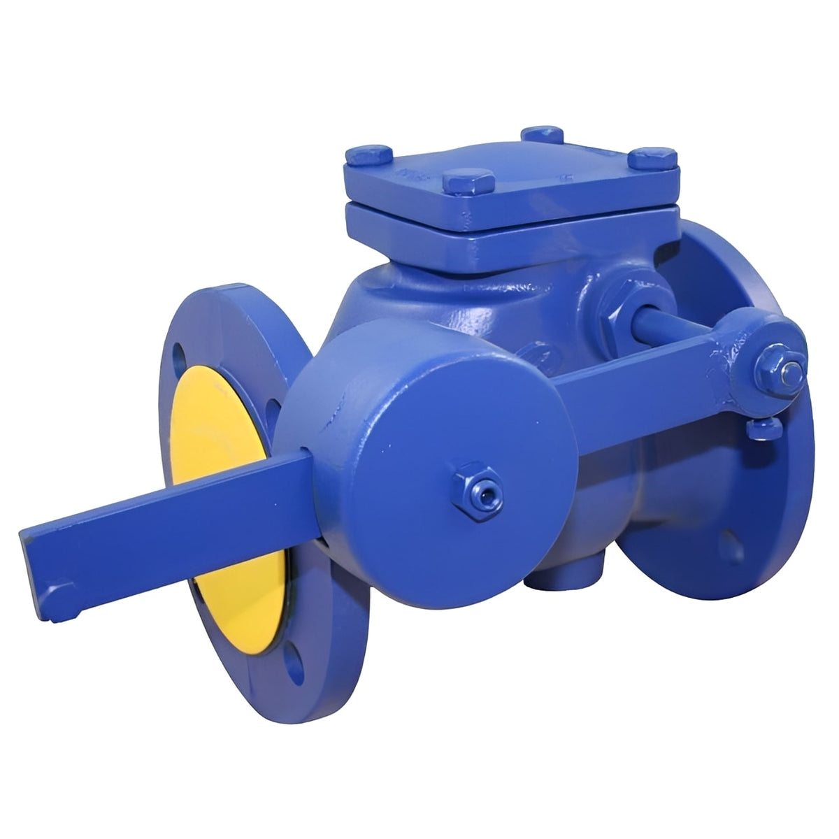 Cast Iron PN16 Flanged Check Valve with Lever & Weight - EPDM Seat for backflow prevention.