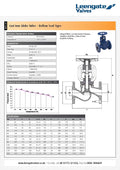 Cast Iron Bellow Seal Globe Valve - Flanged PN16 specification sheet with diagrams and pressure ratings.