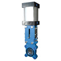 Cast Iron Bidirectional Knife Gate Valve PN10 Double Acting with a pneumatic actuator for industrial flow control.