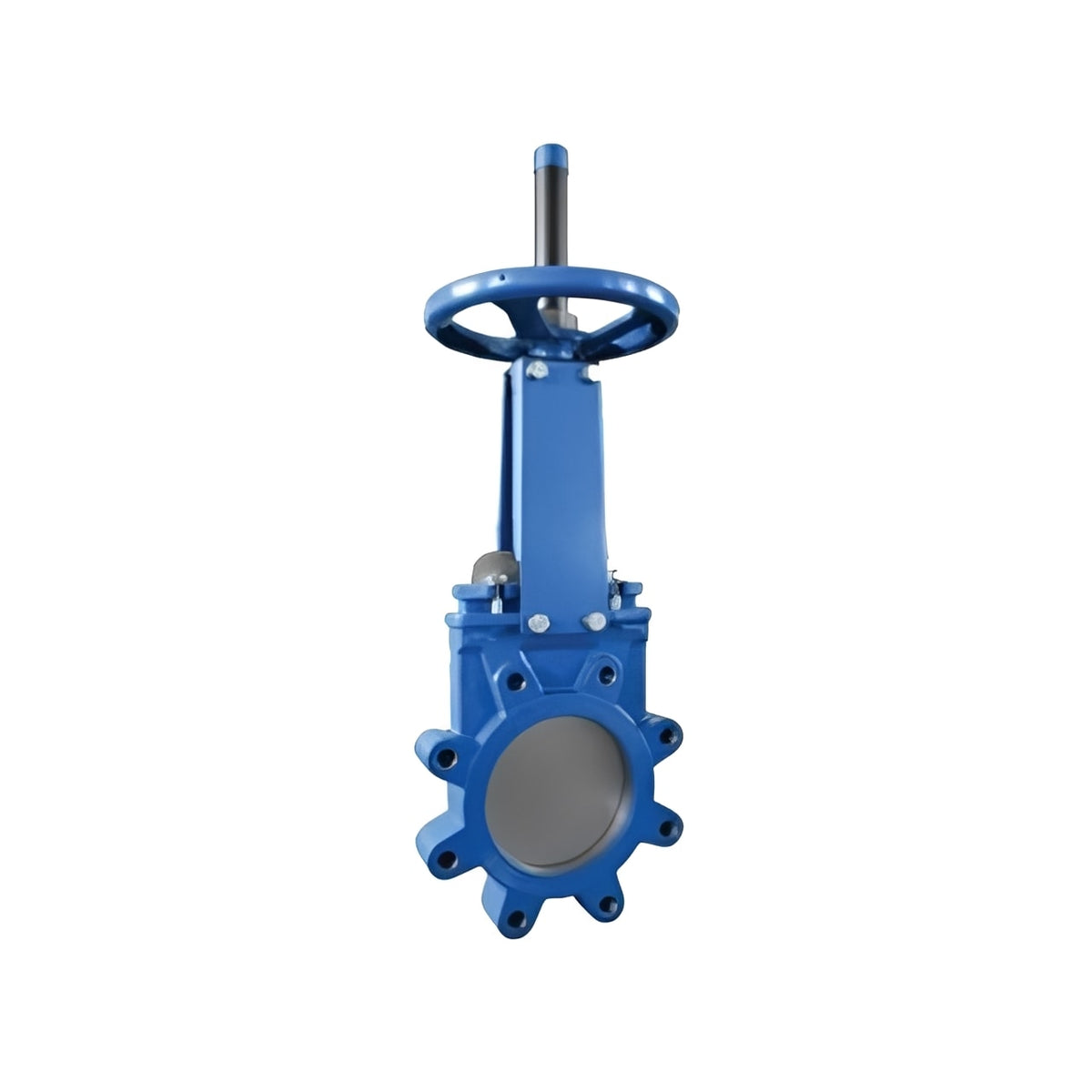 Cast Iron Lugged Knife Gate Valve PN16 Unidirectional with blue finish and handwheel for flow control