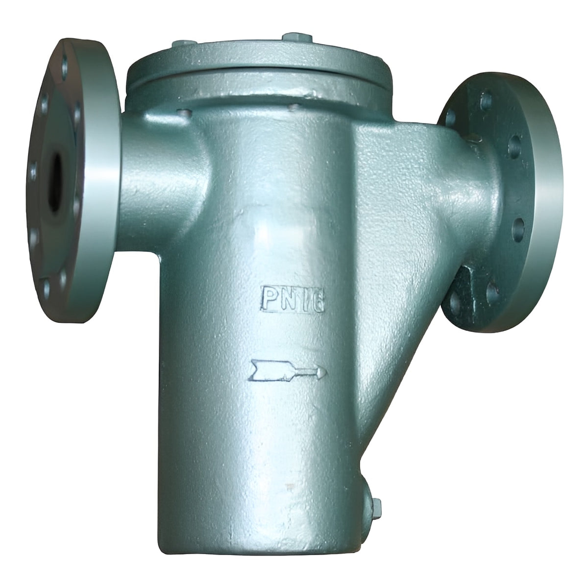 Cast Iron Simplex Basket Strainer - Flanged PN16 Stainless Mesh for efficient debris removal in pipelines.