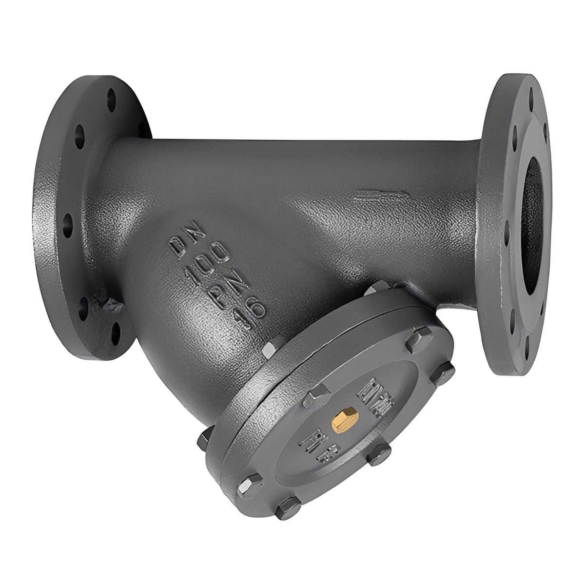 Cast Iron PN16 Flanged Strainer - Stainless Steel Screen for industrial filtration and protection against debris.