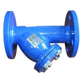 Cast Iron Y Strainer PN16 Flanged WRAS Approved, designed for filtering debris in pipeline systems.