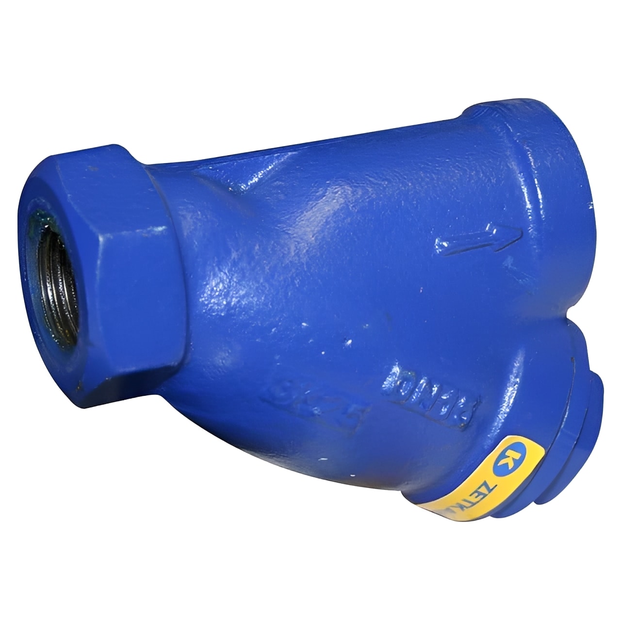 Cast Iron Y Strainer - PN16 Screwed BSPP 200°C showcasing its durable blue cast iron body and threaded connection.
