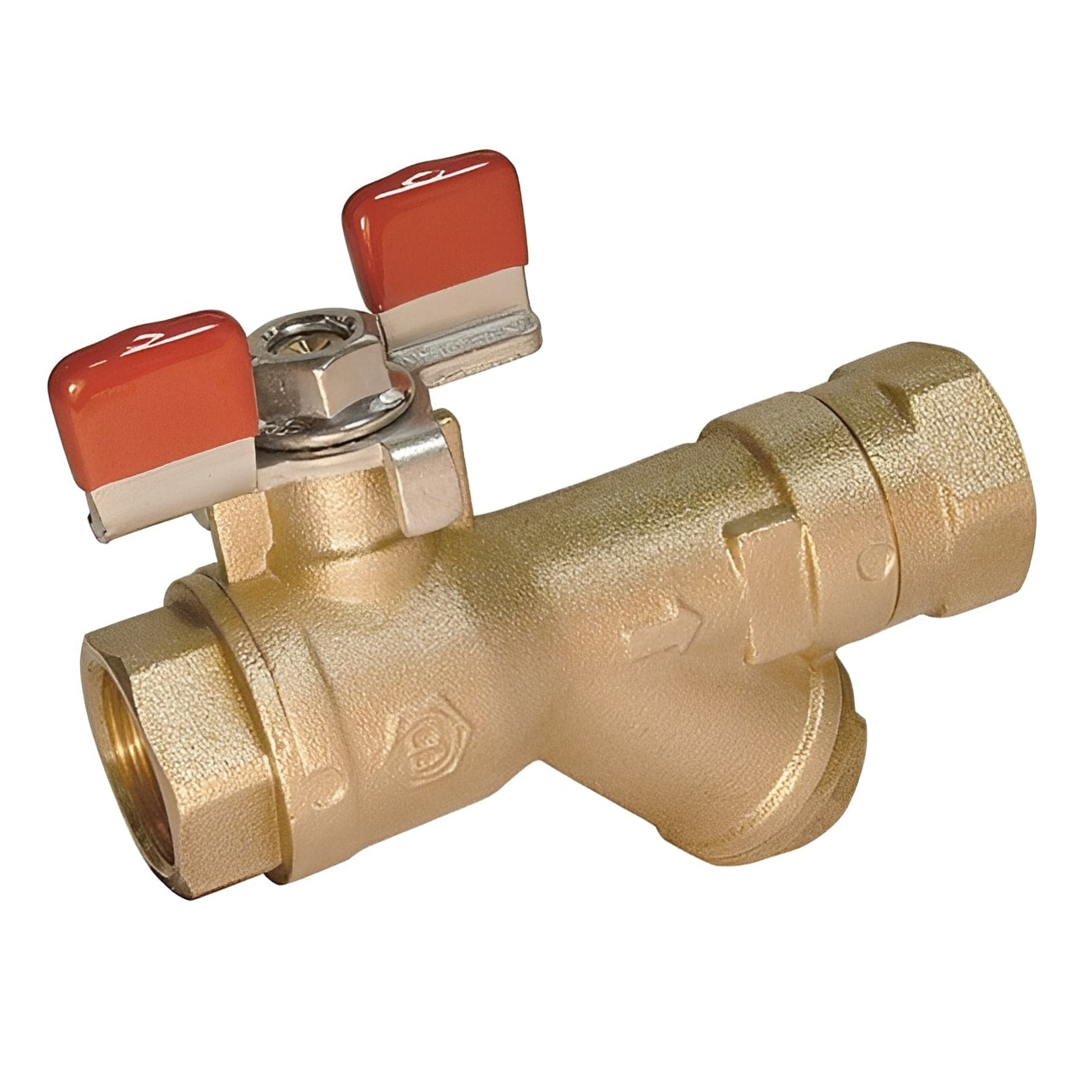 Combined Ball Valve, Check Valve & Strainer Unit - BSPP Brass for efficient fluid management in plumbing systems.