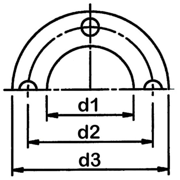 EPDM FULL FACE GASKET - NP10/16 Imperial technical drawing showing dimensions d1, d2, and d3.