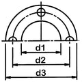 EPDM Flat Stub Flange Gasket - Imperial to Metric Sizes dimensions diagram with d1, d2, and d3 measurements