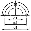 Technical drawing of EPDM Stub Gasket Imperial dimensions d1, d2, d3 for Stub Flanges.