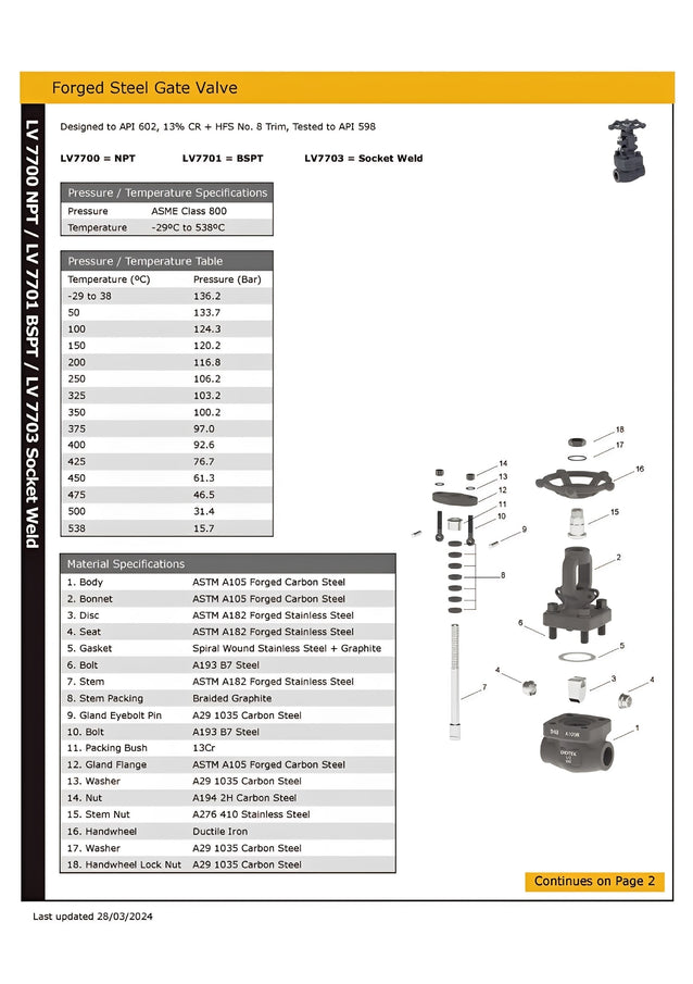 Forged Steel Gate Valve Socket Weld Class 800 ASTM A105