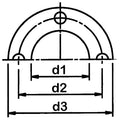 Galvanised Mild Steel Backing Ring - BS10 Table D/E technical drawing with dimensions d1, d2, and d3.