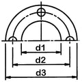 Technical drawing of GALVANISED MILD STEEL BACKING RING - NP10/16 showing dimensions d1, d2, d3.