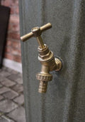 Brass tap on the Cosmo 200L Water Butt Planter - Green Marble Effect for easy water access.
