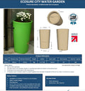 Grey City 180L Water Butt Planter - Decorative Rainwater Tank next to plants on a wall, showcasing a modern garden setup.