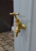 Brass tap on Grey Cosmo 200L Water Butt Planter - Decorative Grey MDPE for easy water access.