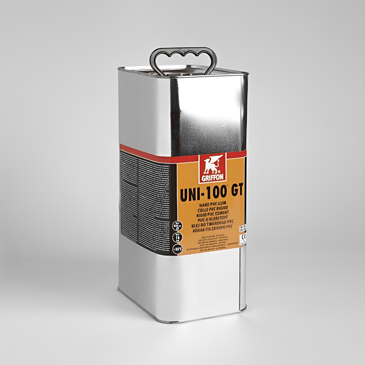 Griffon Uni 100 GT Slow Setting PVC-U Cement packaging image for PVC-U pipes and fittings bonding.