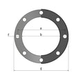 GRPP Coated Steel Backing Ring NP10/16 BS4505 technical diagram with labeled dimensions a, b, E, and f.