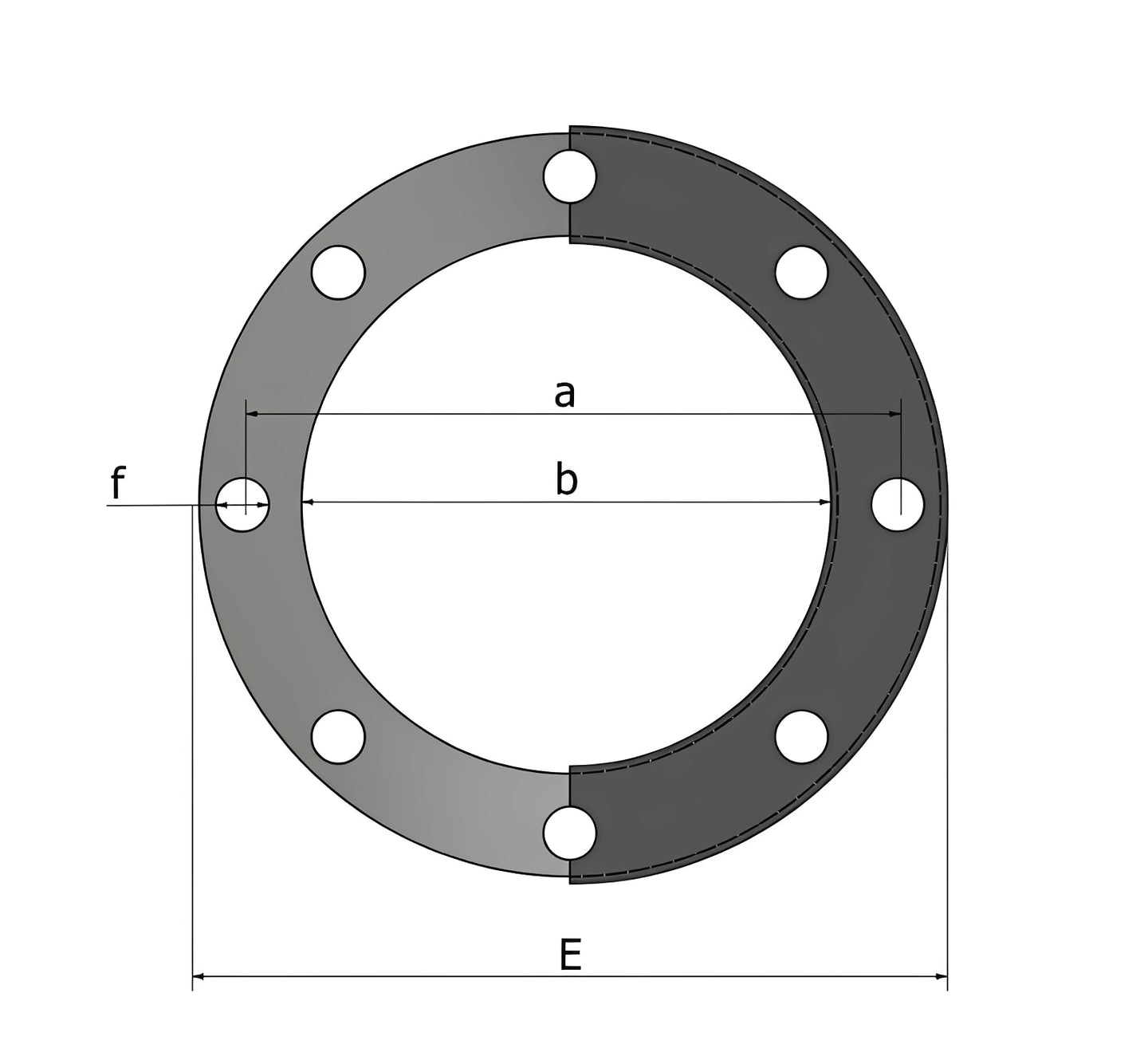 GRPP Coated Steel Backing Ring NP10/16 BS4505 technical diagram with labeled dimensions a, b, E, and f.