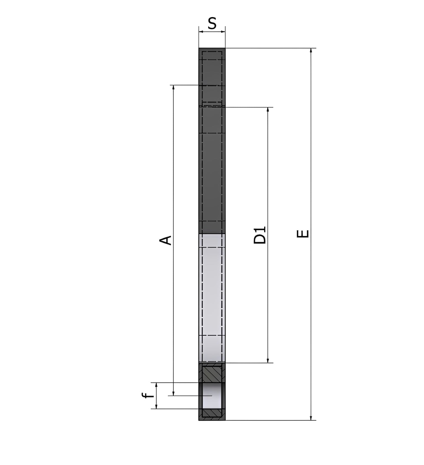 Technical diagram of GRPP Coated Steel Backing Ring NP10/16 BS4505 with dimensions labeled.