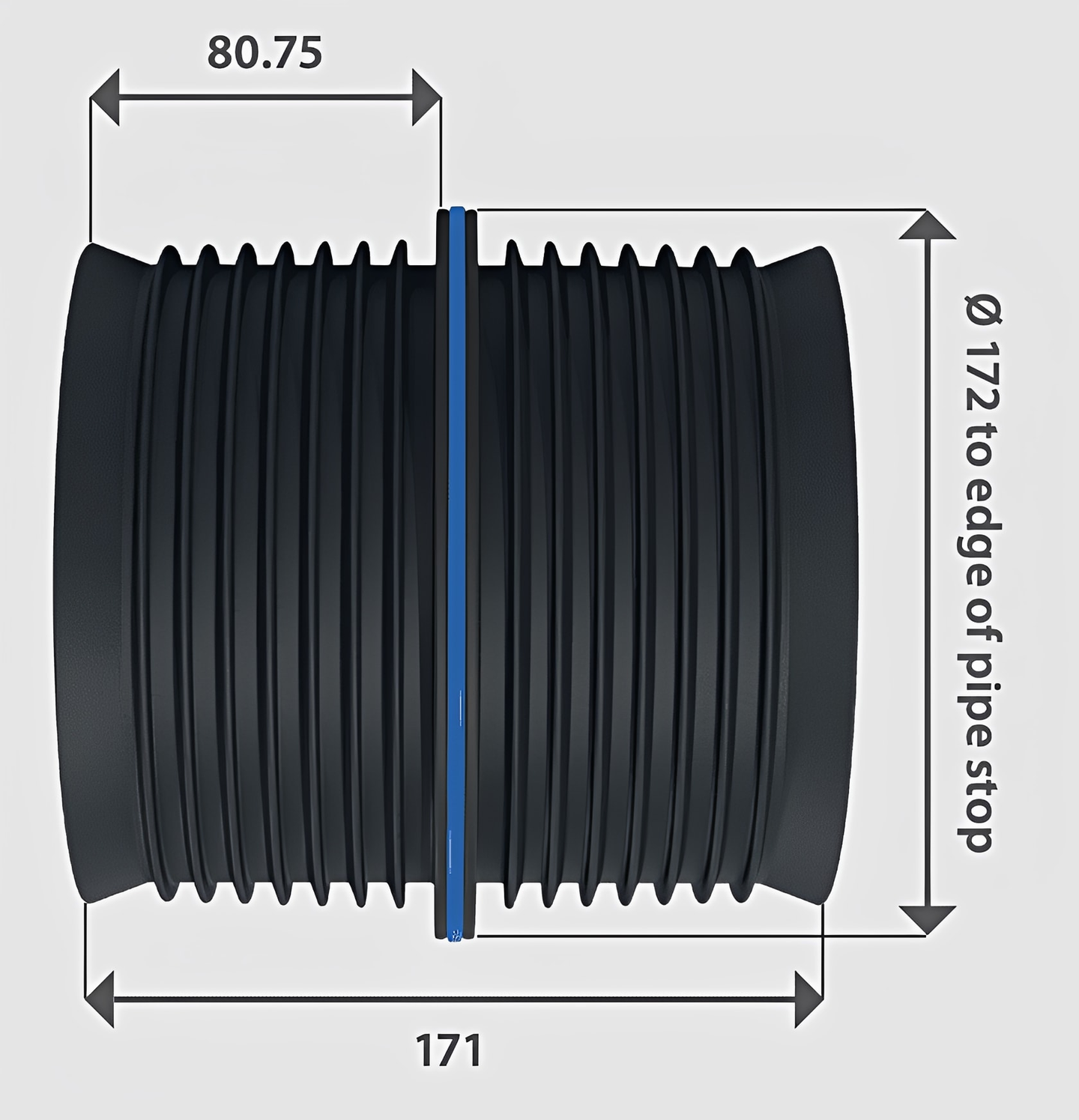 Fernco IC150P Icon Pushfit Internal Coupling - 150mm 6" Pipe with dimensions showing internal design features.