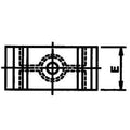 Industrial Spacing Block - Black Polypropylene technical drawing with dimensions and center circle.