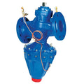DL Modulating Differential Pressure Control Valve PN16 Cast Iron in blue with flanged connections and copper wiring.