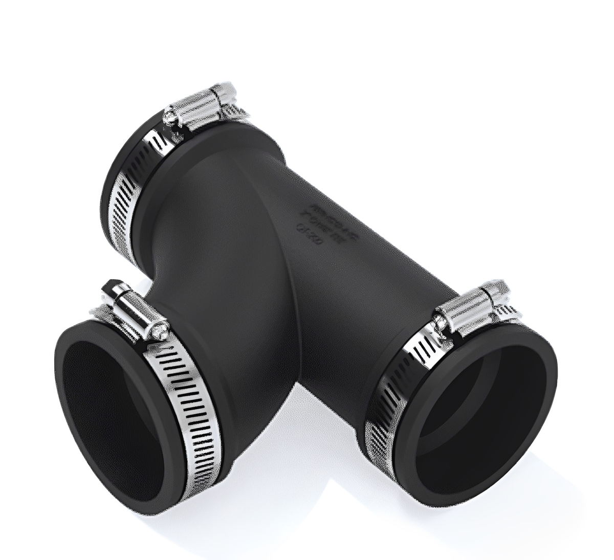 Pipe Equal Tee - PlumbQwik, flexible connector for three-way plumbing connections, featuring quality rubber construction.