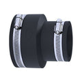 PQ124-118 Black PVC Adaptor Coupling 114mm-124mm x 104mm-118mm, flexible connector for drainage applications.