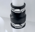 PQ160-133 Black PVC Adaptor Coupling 149mm-160mm x 111mm-133mm connecting two pipes securely.