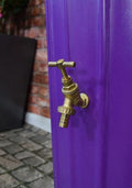 Purple Cosmo 200L Water Butt Planter - Decorative Rainwater Tank with brass tap for easy water access.