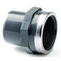 PVC-U Reinforced Male Adaptor - Plain to Female BSP Metric with stainless steel backing for enhanced strength.