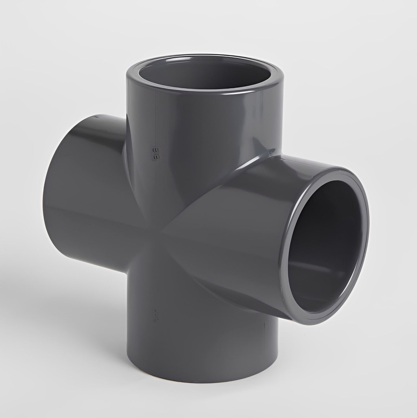 PVC Metric Cross Pipe Fitting - WRAS Approved for secure connections in PVC pressure piping.