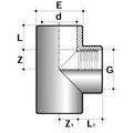 PVC-U Equal Tee - Metric Plain / Threaded BSP Pipe Fitting diagram showing dimensions and specifications.