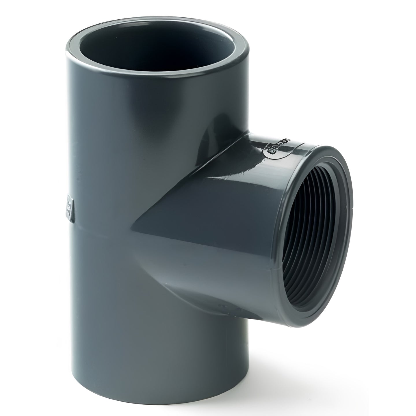PVC-U Equal Tee - Metric Plain / Threaded BSP Pipe Fitting for connecting metric pipes and BSP fittings.