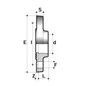 Diagram of PVC Metric Full Face Flange - NP10/16 Drilled to BS4504 with dimensions indicated.