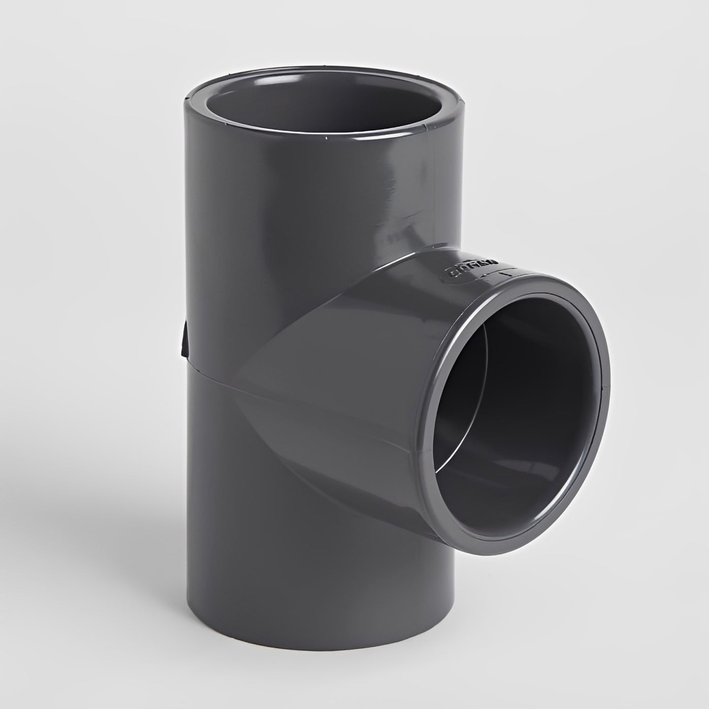 PVC Metric Equal Tee - 90 Degree Plain Ends for pipe fitting and plumbing projects.