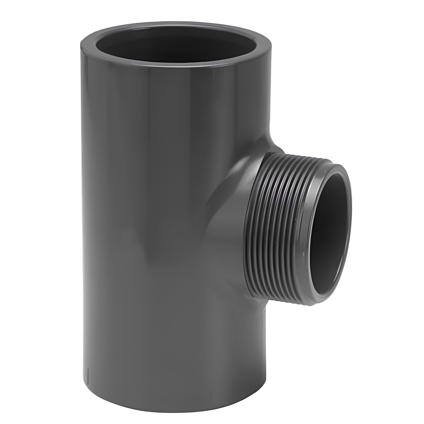 PVC-U Tee - Plain to External BSP Threaded Branch - Metric for pipework systems and fluid management.