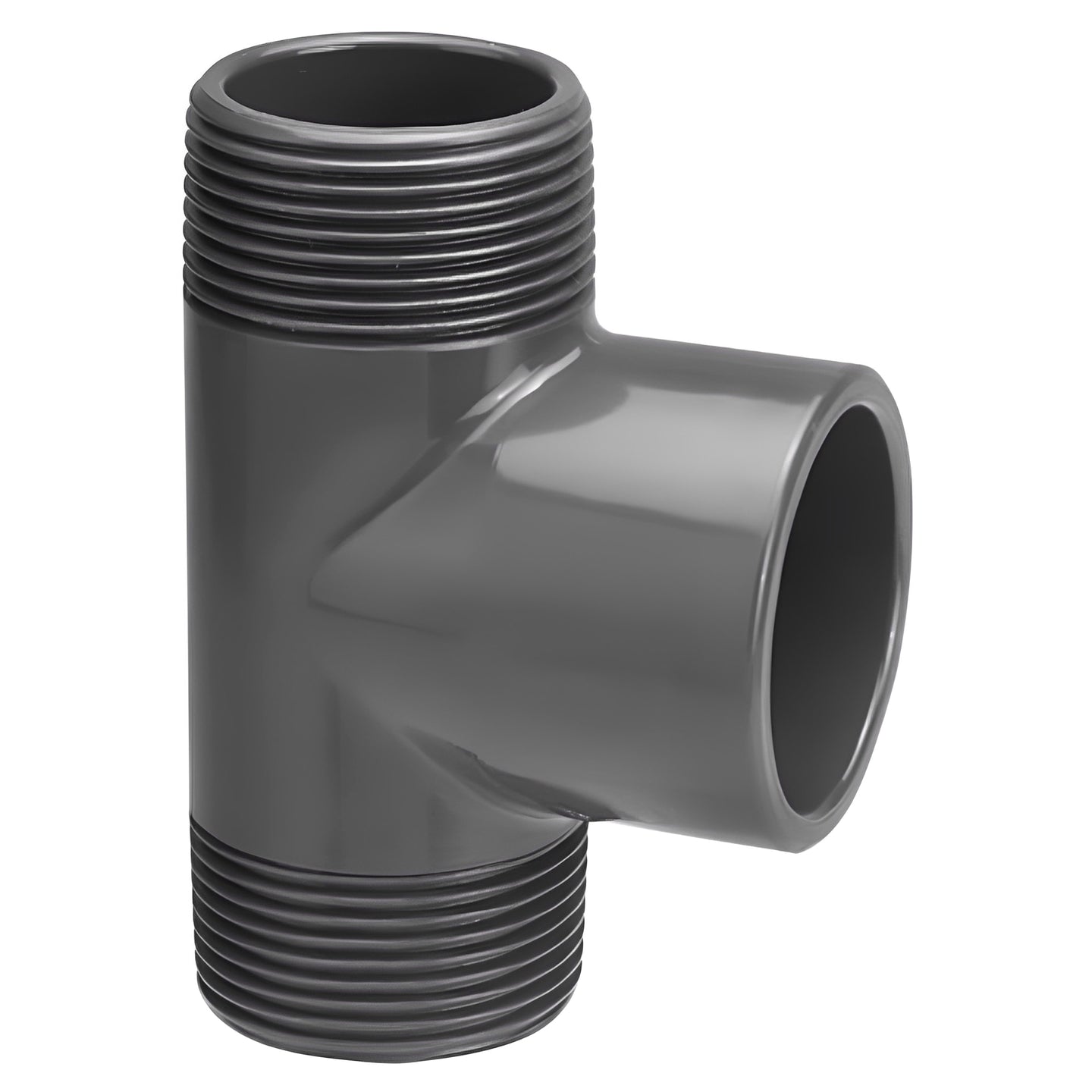 PVC-U Metric Plain/Threaded Tee - External Thread On Straight fitting for pipework system.