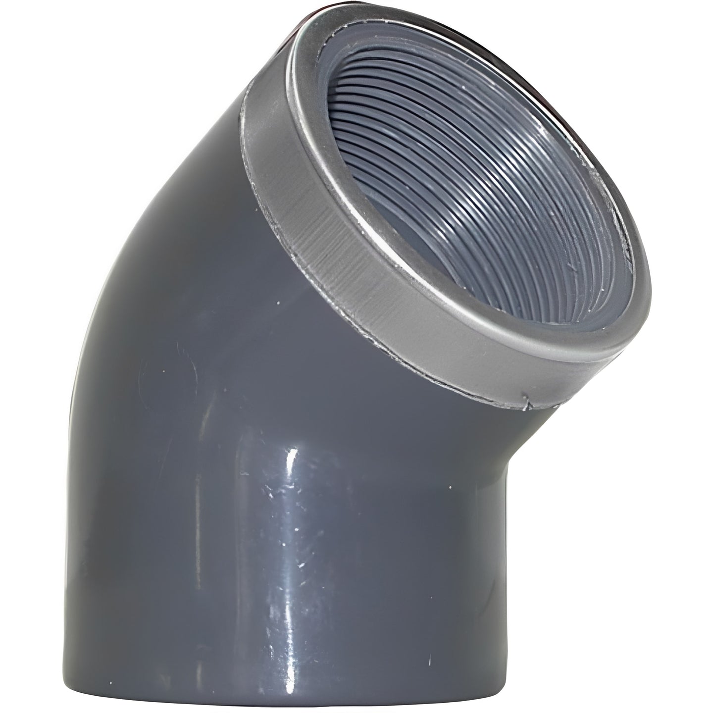 PVC-U 45 Degree Elbow - SS Reinforced Plain/Threaded BSP Metric for pipe connection and durability.
