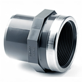 PVC-U Male Plain to Threaded S/S Reinforced Imperial Adaptor featuring stainless steel reinforcement.