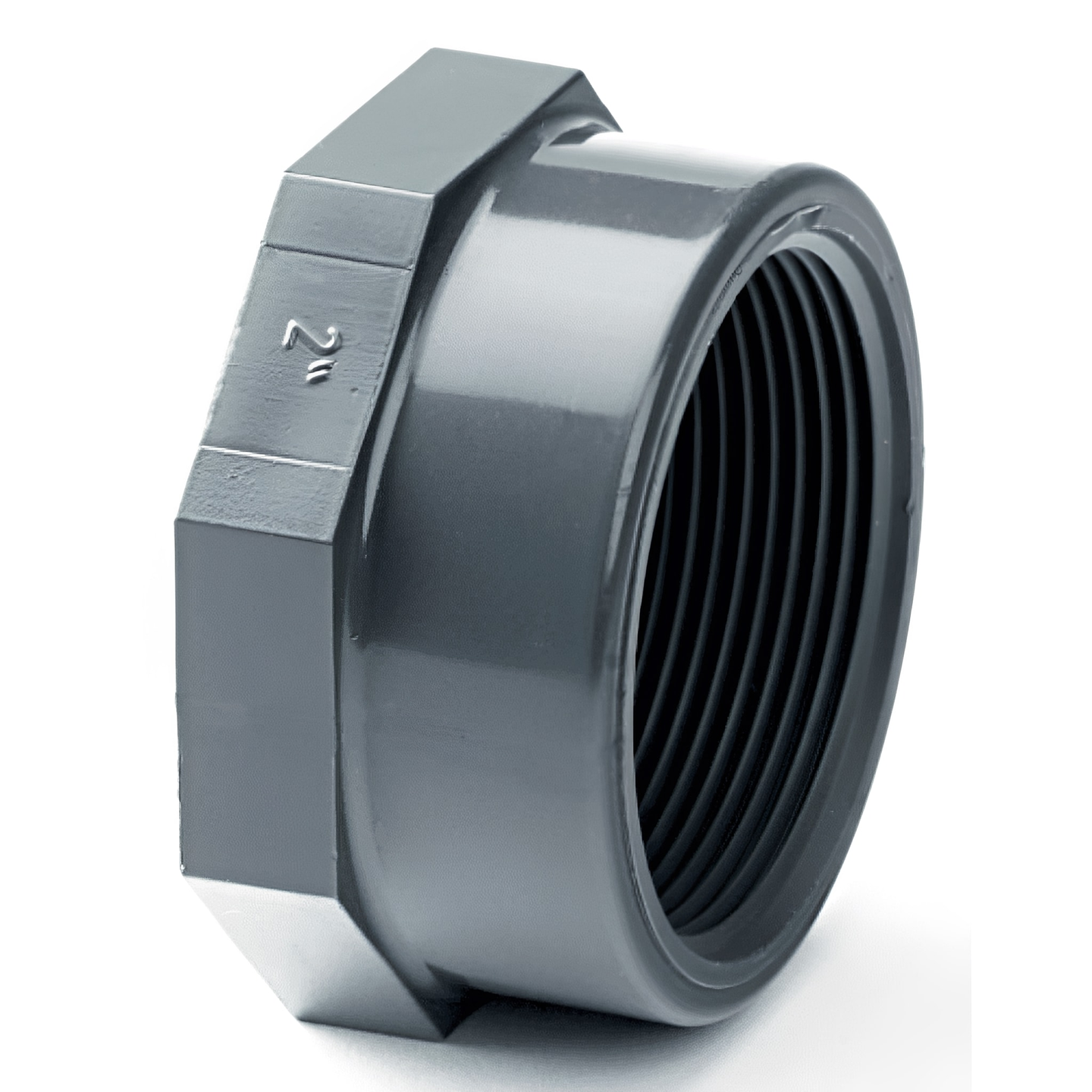 PVC-U Imperial Threaded Cap - WRAS Approved, gray plastic cap for sealing threaded pipe fittings.