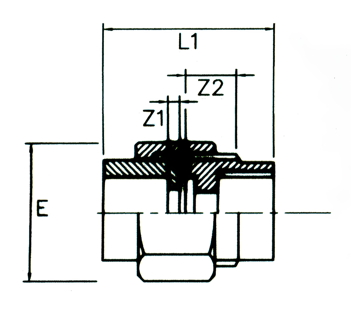 PVC-U Composite Union - Female Brass Threaded to Plain Imperial detailed dimensions diagram