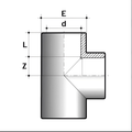 PVC-U Equal Tee Plain Imperial Pipe Fitting - All Sizes dimensional drawing with labeled measurements.